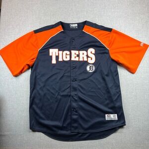 Detroit Tigers True Fan MLB Baseball Jersey Men 2XL Blue Orange Sporty Fan Merch
